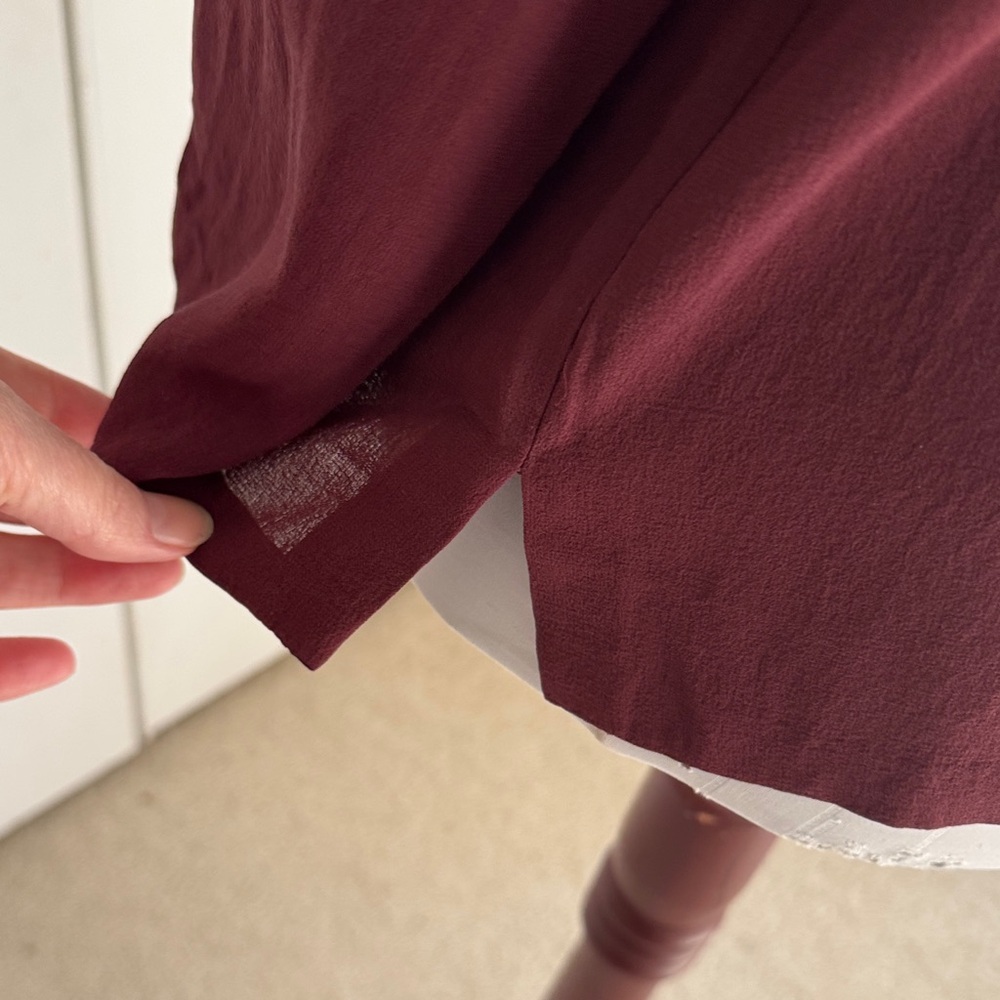 CW, Burgundy Ruffle Blouse - Picture 8 of 11